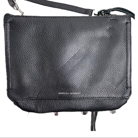 Rebecca Minkoff Black Leather Regan Crossbody Bag Purse Pebble Leather Small - Picture 2 of 12